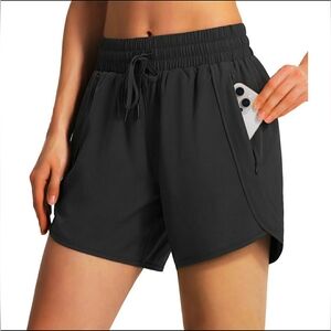 KSMIEN NWT Women's 5" Athletic Running Shorts - Black L